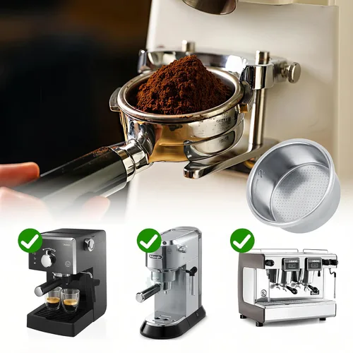 Vista 6 de Tiiyee Filtro de café de acero inoxidable, portafiltro de café expreso, taza de cesta, filtro poroso no presurizado, filtro poroso, accesorios