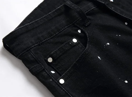 Vista 7 de OIIIO Jeans de ajuste regular y elásticos para hombre