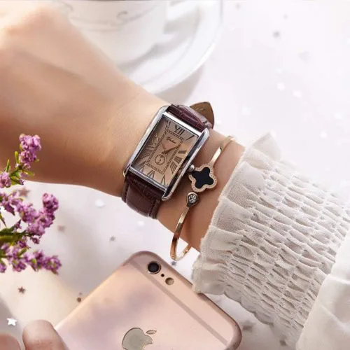 Vista 3 de JewelryWe - Reloj de pulsera cuadrado para hombre y mujer, diseño de mujer