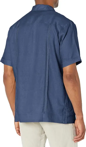 Vista 3 de Cubavera Men's 100% Linen Four-Pocket Short Sleeve Button-Down Guayabera Shirt (Size Small - 5X)
