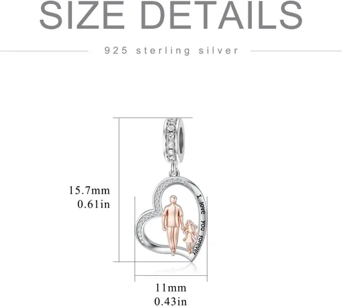 Vista 51 de PROESS Dije para padre, madre e hija, pulsera de plata de ley para pulseras, regalos de cumpleaños, día de San Valentín, para hija, madre, amante