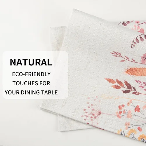 Vista 3 de QIYI Juego de 6 manteles individuales bohemios de 12 x 18 pulgadas, manteles individuales florales de tela de lino para cocina y comedor, manteles