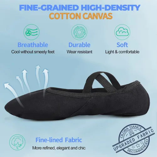 Vista 2 de OLORA Zapatos de ballet para mujer, zapatillas de baile de lona, zapatos de práctica para niños, niñas y adultos