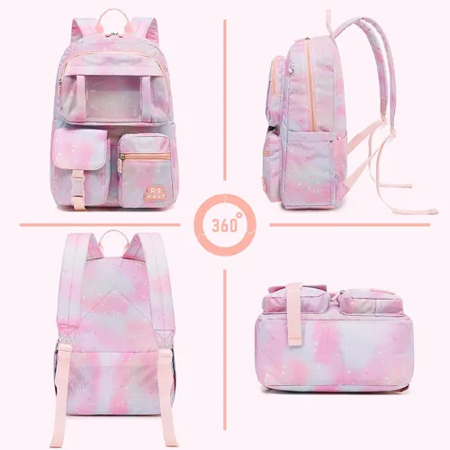 Vista 2 de REHALY Mochilas infantiles para niñas, lindas mochilas escolares para niños para escuela primaria, escuela primaria, mochila escolar de teñido