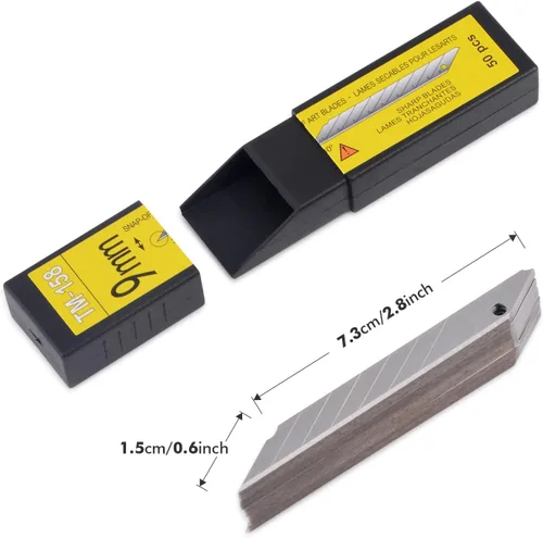 Vista 5 de FOSHIO Hojas de Repuesto para Cuchillo de Arte Universal de 30 Grados con Corte de Snap-off, Material de Acero al Carbono de Alta Dureza, Hojas