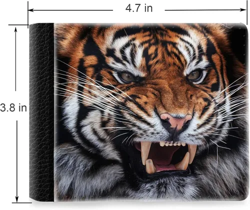 Vista 2 de Unique Desige Pattern - Angry Tiger, Slim Front Pocket Wallet Billfold RFID Blocking