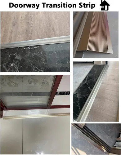 Vista 3 de 10cm Floor Threshold Transition Strip Metal, Bedroom Doorway Edge Trim/Drop Molding for Tile Laminate Vinyl Flooring, Black Grey Gold Silver