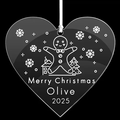 Vista 3 de Adornos de Navidad personalizados para árbol de Navidad, decoraciones acrílicas, adornos de Navidad de hombre de jengibre, regalo de recuerdo