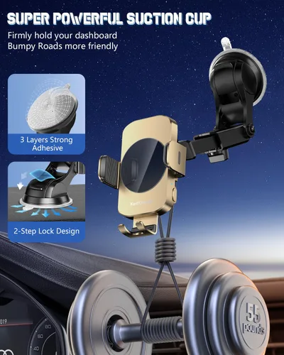 Vista 7 de Soporte inalámbrico 3 en 1 para cargador de automóvil, soporte de teléfono de carga rápida de 15 W para iPhone 17 16 15 14, Samsung Galaxy S24 S23