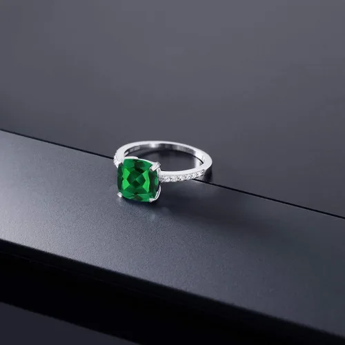 Vista 23 de Gem Stone King Anillo de compromiso de plata de ley 925 con piedra preciosa de corte cojín de 0.315 in Anillo de compromiso de aniversario de boda