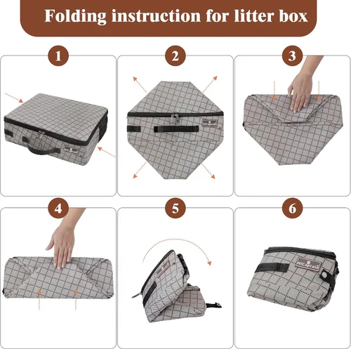 Vista 8 de Arenero portátil de viaje de HiCaptain con tapa, arenero plegable para gatos de viaje - A prueba de fugas, sin olor y resistente al agua. Ideal