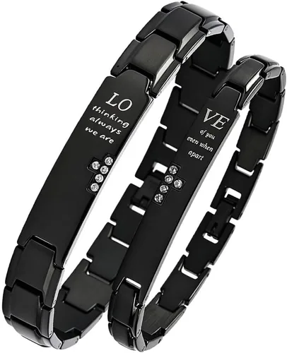 Vista 4 de Wolentty Pulseras de distancia para parejas, pulseras a juego, regalo para el día de San Valentín