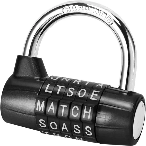 Vista 8 de Candado de aleación resistente con contraseña, candado de seguridad resistente, fácil de configurar tu propio combo reiniciable sin llave (2 negro)