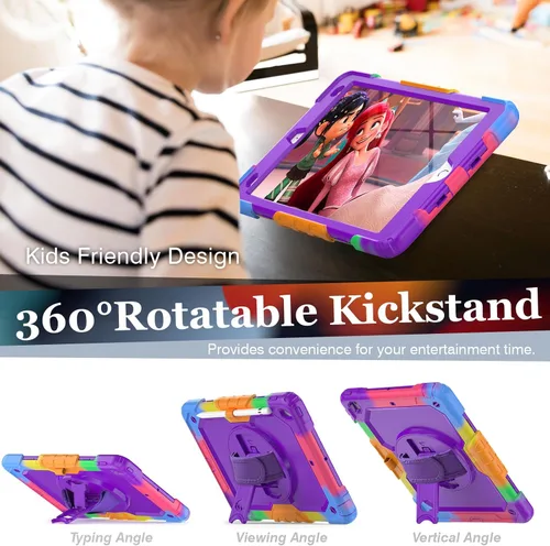 Vista 3 de SIBEITU Funda compatible con iPad de 9ª/8ª/7ª generación con protector de pantalla para bolígrafo, funda para iPad de 10.2 pulgadas, funda