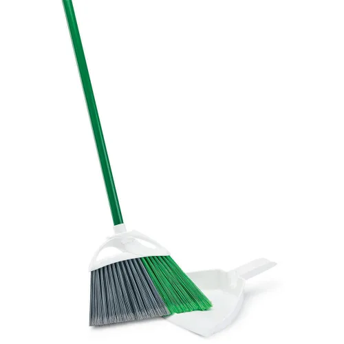 Vista 2 de Libman Commercial 206 - Escoba angular de precisión con bandeja para el polvo, mango de acero, 11 pulgadas de ancho, verde y blanco (paquete de 4)