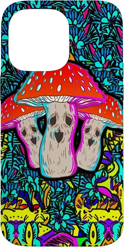 Vista 21 de Funda de regalo con ácido de seta, diseño psicodélico de cara aterradora con hongos mágicos para iPhone 17