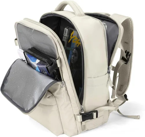 Vista 48 de WONHOX - Mochila grande, aprobada para vuelo, unisex, para viajes, trabajo, negocios o laptop, a1-Negro, Medium