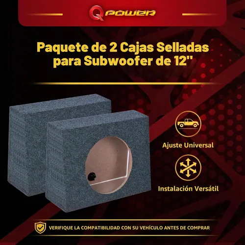 Vista 2 de QPower QTW12 - Caja de subwoofer de audio para automóvil sellada de 12