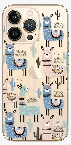 Vista 3 de Blingy's Funda para iPhone 13 Pro Max (6.7 pulgadas), bonito estilo de llama con patrón de cactus, diseño divertido de alpaca, funda protectora