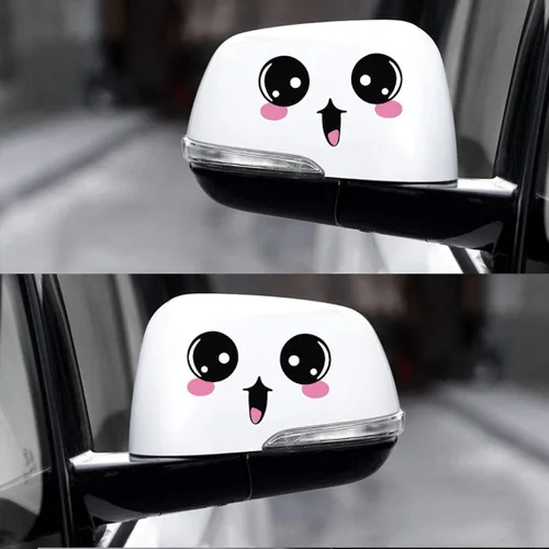 Vista 2 de Calcomanía de cara divertida de sonrisa para auto, camiones, motocicleta, espejo lateral L+R retrovisor