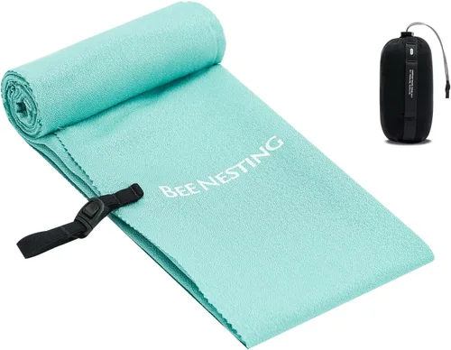 Vista 43 de Bee Nesting Toalla ultraligera de secado rápido – Paquete de 2 toallas de microfibra medianas y pequeñas con bolsillo compacto plegable para viajes