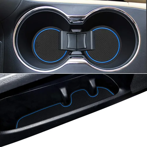 Vista 8 de Auovo Alfombrillas antipolvo para puerta Toyota Highlander Accesorios 2019 2018 2017 2016 2015 2014 Inserto para portavasos con revestimiento