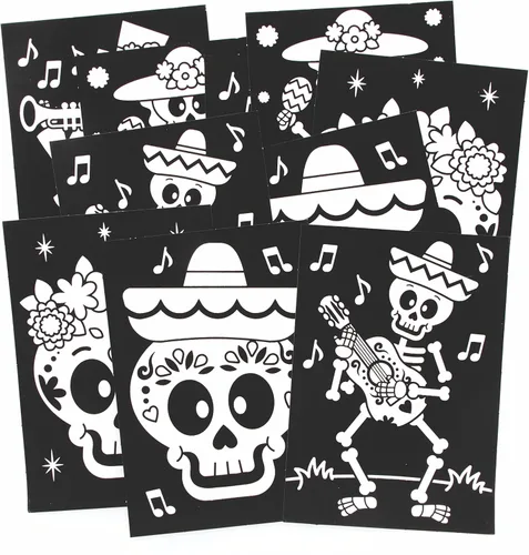 Vista 2 de Baker Ross FE729 Día de los Muertos en color en decoraciones de imagen, paquete de 10, imágenes de fieltro para manualidades, haz tu propia