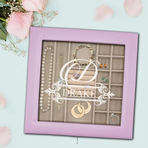 Vista 5 de My Personal Memories Joyero, bandeja y organizador personalizado con parte superior de cristal, accesorios personalizados y grabados, regalo