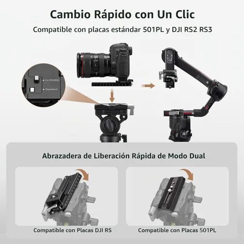 Vista 4 de Cayer Cabezal fluido de video F6 inclinación panorámica de 360°