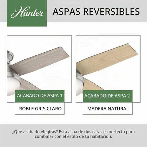 Vista 4 de Hunter Ventilador de techo interior blanco fresco de 44 pulgadas con luz y control remoto, 4 aspas para dormitorio, sala de estar, oficina, sótano