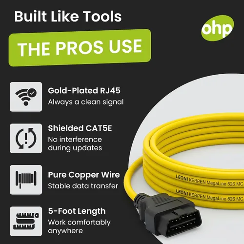 Vista 6 de OHP ENET Bimmercode OBD2 Cable para codificación BMW Serie F E SYS ISTA+ ICOM Bootmod3 Bimmerlink OBD Cable resistente
