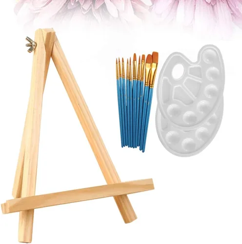 Vista 9 de SUPVOX 1 juego de 13 piezas de pintura acrílica para artistas, incluye 10 pinceles de pintura acrílica, 2 paletas y 1 mini caballete de mesa