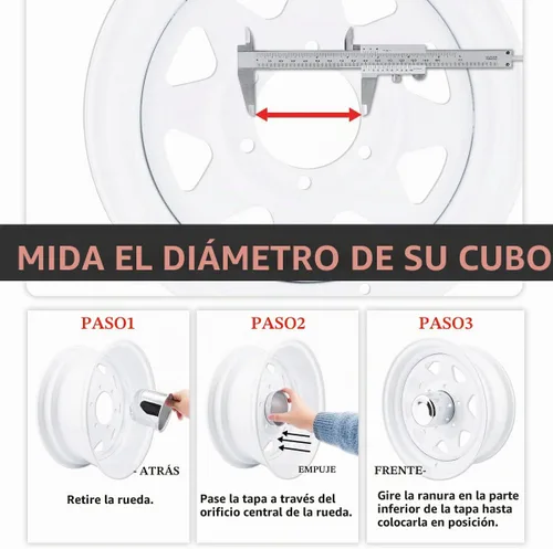 Vista 5 de RTRHINOTUNING Tapas centrales de rueda de 3.31 pulgadas de acero inoxidable que se empujan a través, tapas de cubo de remolque negras para camión