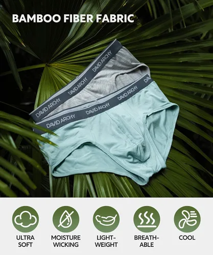 Vista 5 de DAVID ARCHY Calzoncillos de bambú para hombre, súper suaves, cómodos, ligeros, paquete de calzoncillos, C