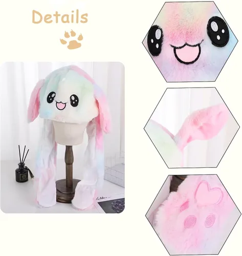Vista 4 de Arcimatto Sombrero de animal con orejas de felpa para saltar en movimiento, cosplay, fiesta, Navidad, vacaciones, lindo gorro con solapa para niños
