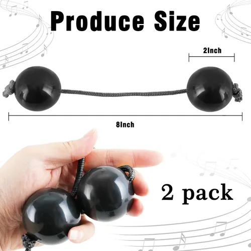Vista 2 de EASTROCK Ritmos africanos Aslatua Shakers Kashaka Instrumentos de percusión musical Kashaka Instrumento para adultos principiantes (negro)