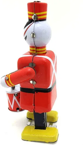 Vista 5 de Charmgle Juguete de estaño de cuerda para caminar robot baterista figura juguete, colección para adultos, juguete de relojería, recuerdo de fiesta