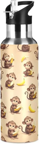 Vista 8 de Cute Cartoon Monkeys Bananas Stainless Steel Water Bottle 20 Oz, BPA-Free Sports Water Bottle Leakproof Water Bottles