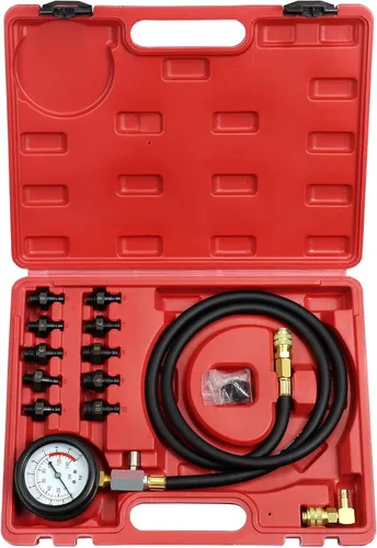 Vista 11 de JoyFans Herramienta probadora de presión de aceite, kit de medidor de presión de aceite de 0-140PSI para sistema de combustible, sensor mecánico