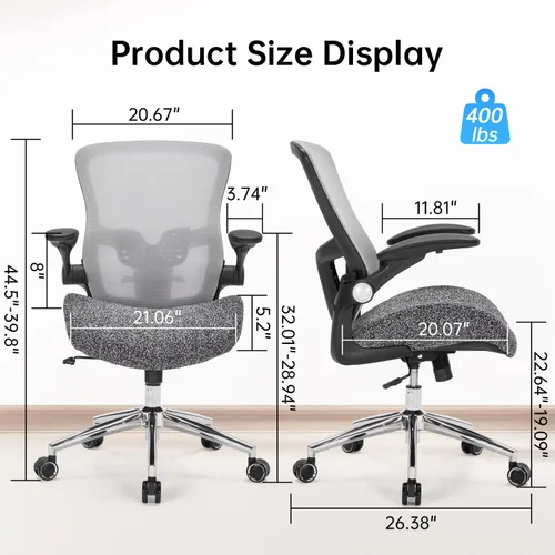 Vista 3 de Silla de oficina resistente, 400 libras, silla de escritorio ergonómica con cojín de espuma de modelado 3D ancho y suave, silla de escritorio