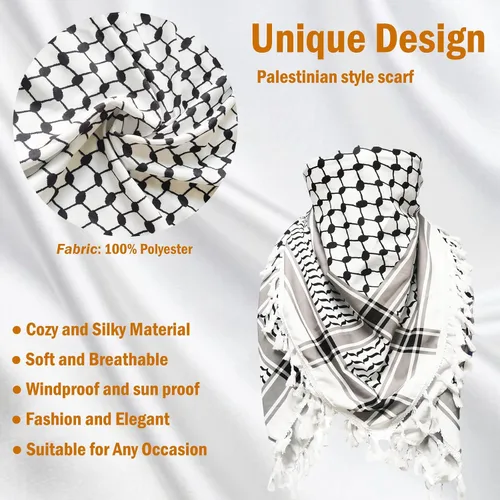 Vista 2 de Sakinre Bufanda Palestina Keffiyeh para hombres y mujeres, bufandas militares Shemagh, turbantes para la cabeza, hijab, regalos palestinos