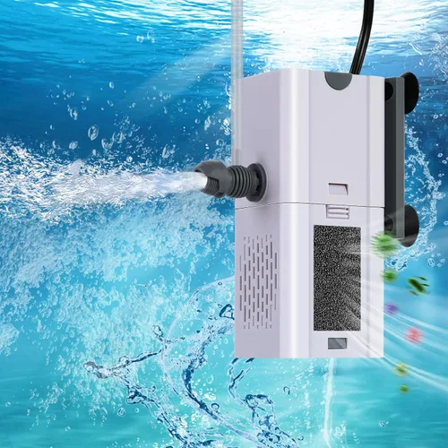 Vista 9 de Filtro de acuario de 132 GPH 4-en-1, filtros de tanque de peces de 10-40 galones para filtración y oxigenación, filtro para tanque de peces