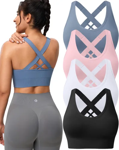 Vista 17 de High Support Sports Bras for Women, Padded Criss Cross Seamless 3-5Pack