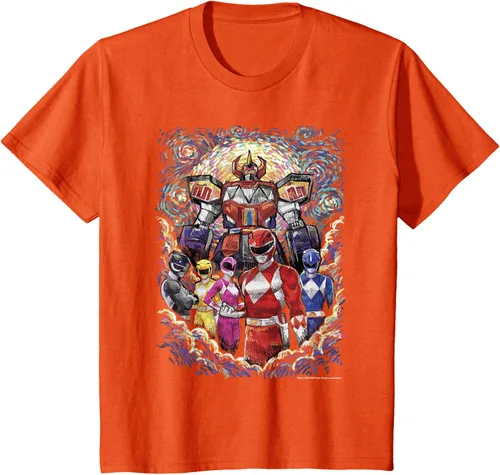 Vista 24 de Power Rangers Mighty Morphin' Megazord Starry Night Poster Camiseta