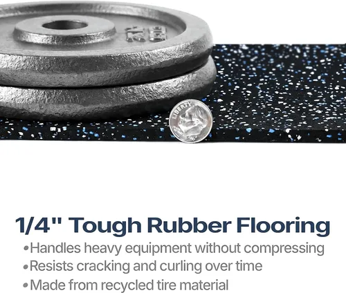 Vista 3 de Rollo de piso de goma resistente de 1/4" de espesor de Floor Inc Tapetes de piso de goma reciclada flexibles para gimnasio en casa Tapete