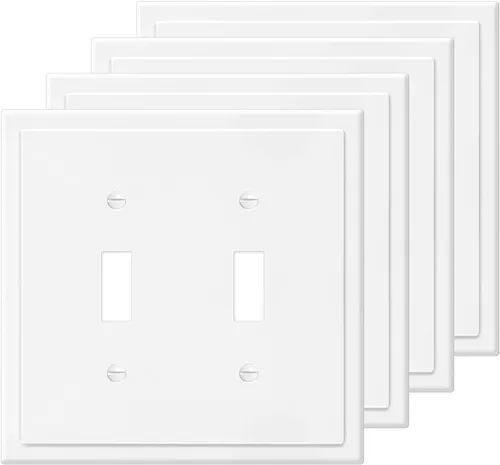 Vista 18 de Placa Decorativa de Pared de Borde Moderno de 2 Enchufes, Cubierta para Interruptor de Salida, Doble Decorador, Placa Frontal Eléctrica