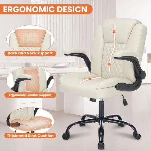 Vista 3 de Silla de oficina ergonómica ejecutiva, silla de escritorio para computadora de alta resistencia con reposabrazos ajustable y capacidad