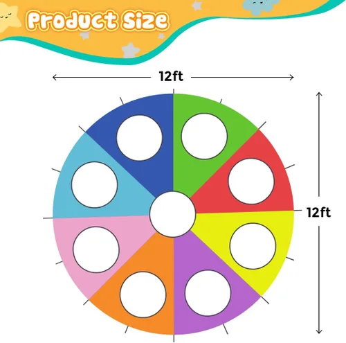 Vista 6 de Paracaídas arcoíris para niños, juguete de paracaídas con asas, juego de paracaídas para niños, cooperación en grupo y actividades al aire libre