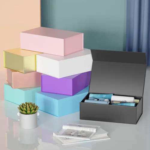 Vista 8 de RYDDOY Caja de Regalo Negra, 9.5x6x3'' Cajas de Regalo para Regalos con Tapas Cierre Magnético Rectangular Plegable para Caja de Propuesta