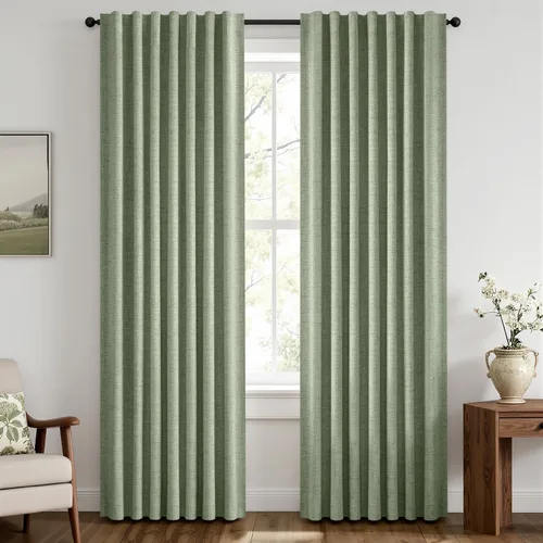 Vista 64 de MIULEE Cortinas de lino 100% opacas para dormitorio, marfil sólido, decoración de lujo, aislamiento térmico, cortinas oscurecedoras para sala